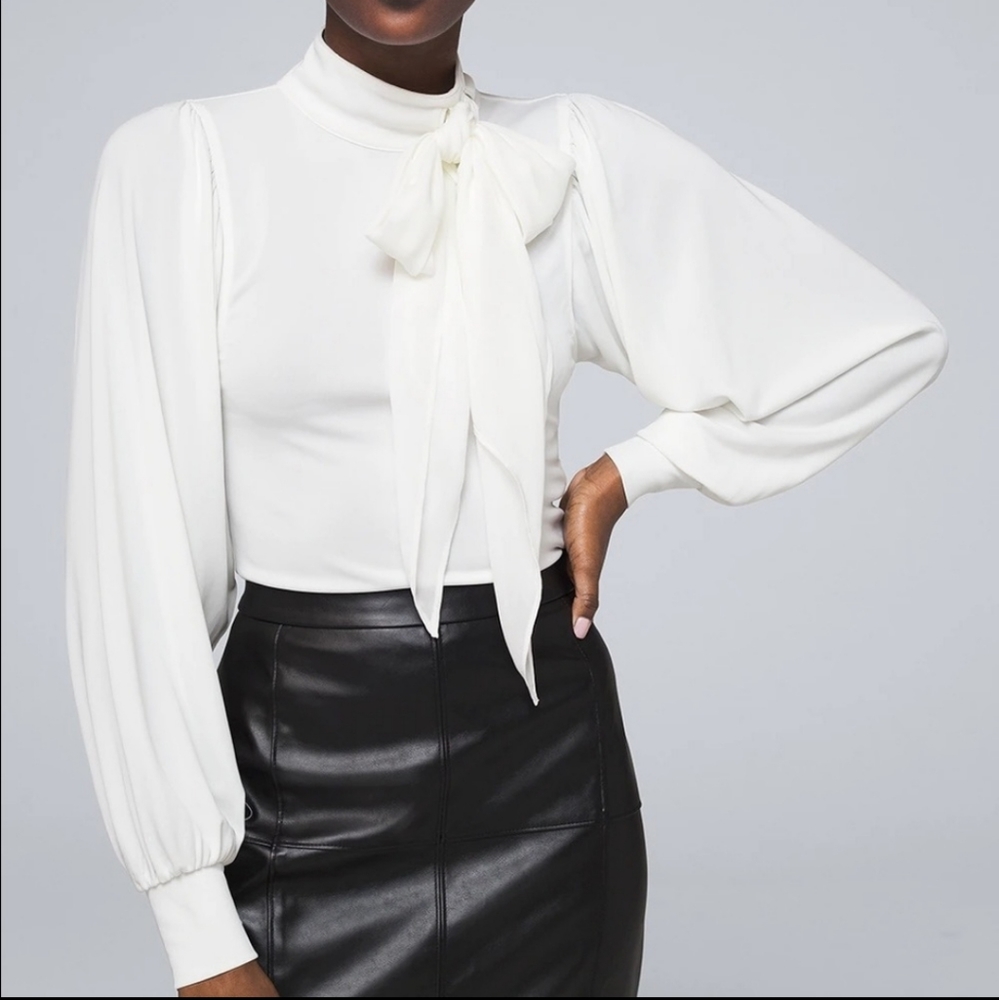 NWT White House Black Market Tie Neck Top